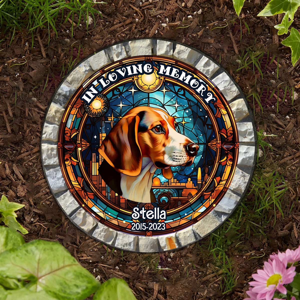 In Loving Memory - Personalized Dog Round Shaped Stone