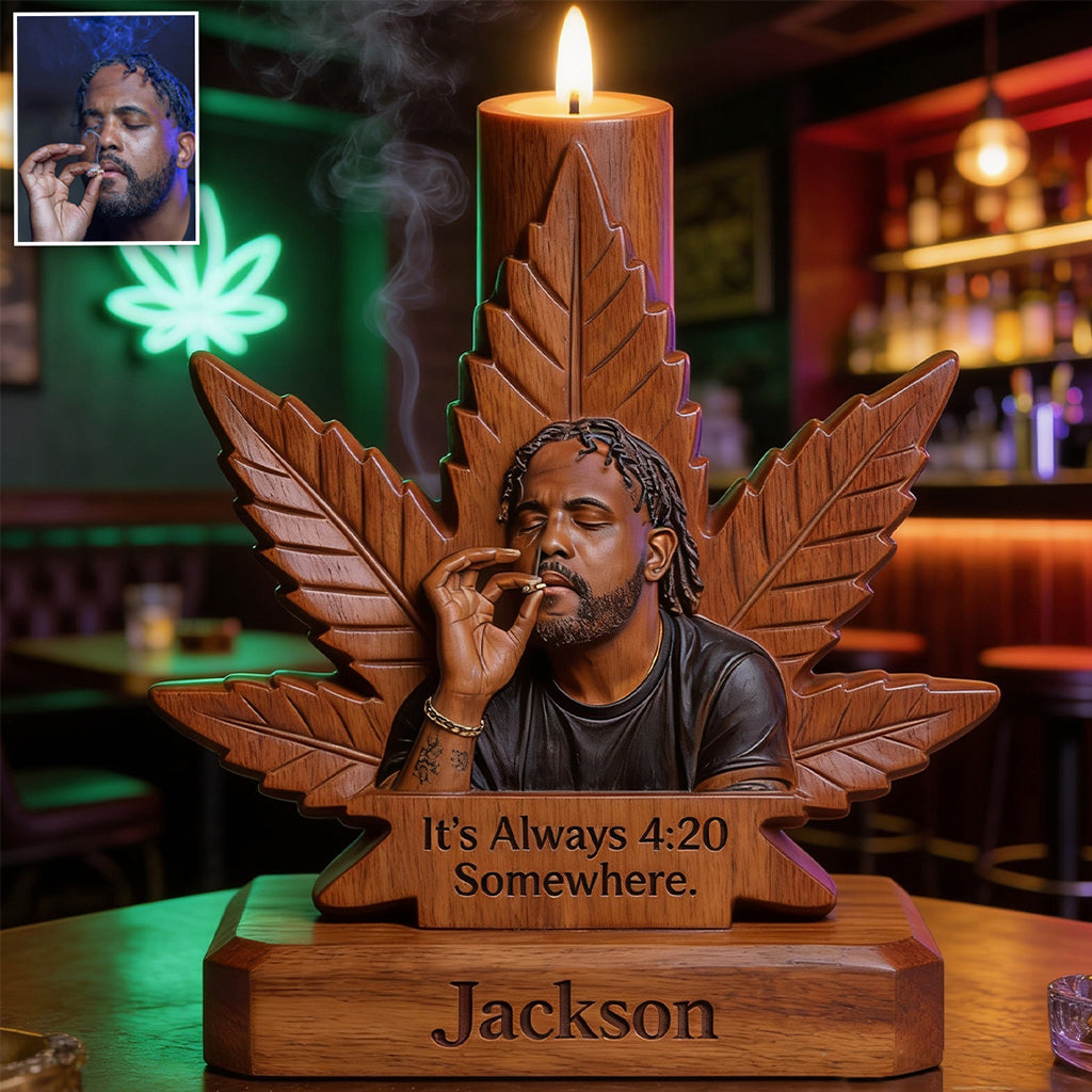 Cannabis Enthusiast - Personalized Weed Custom Shape Wooden Candle Holder