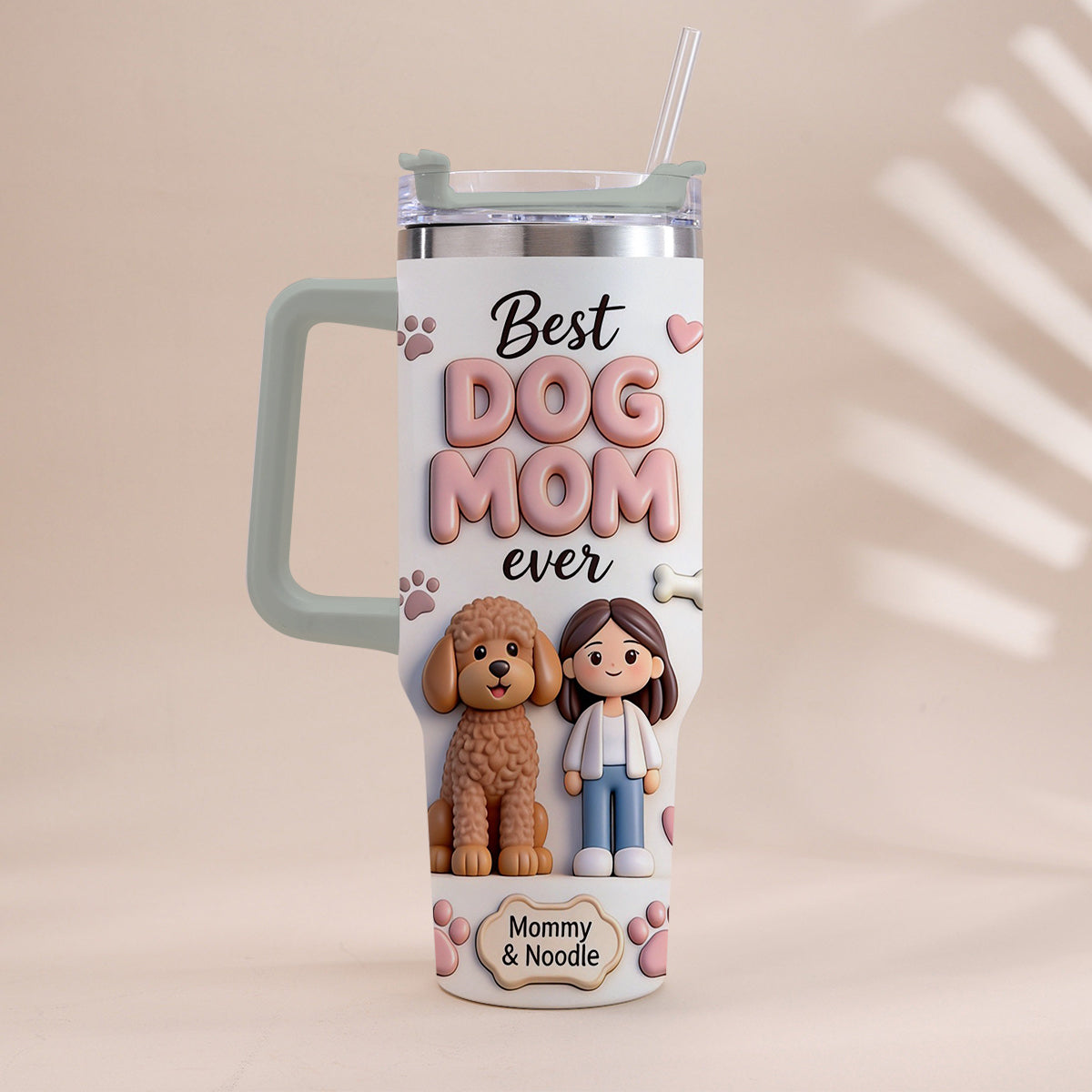 Best Pet Mom Ever - Personalized Dog Tumbler With Handle