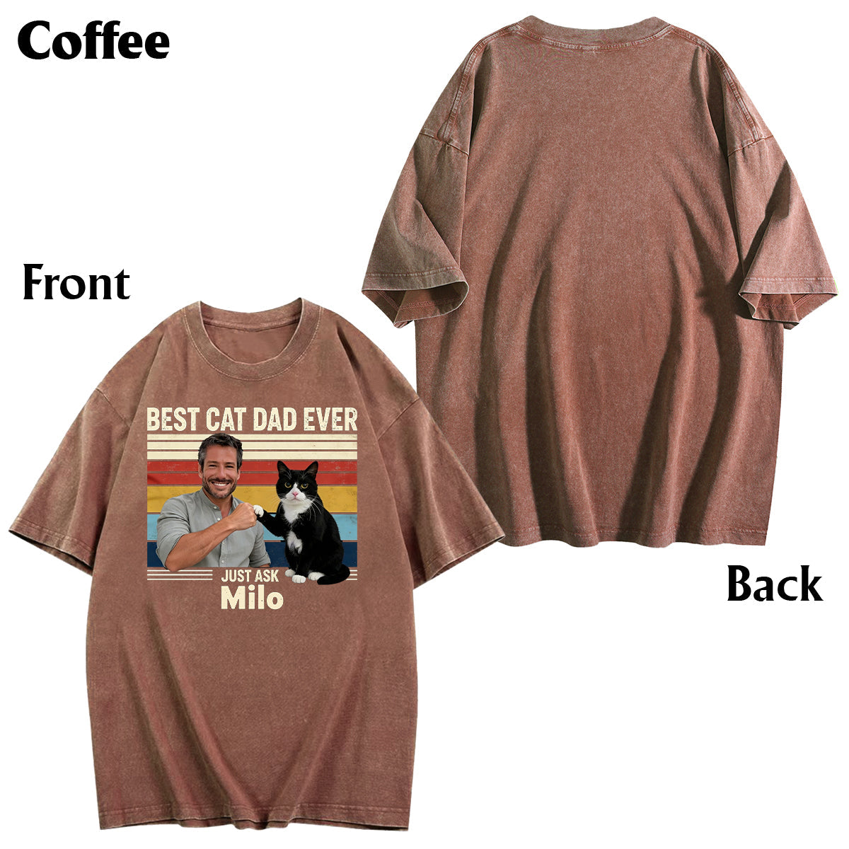 Best Cat Dad Ever - Personalized Cat Wash T-Shirt