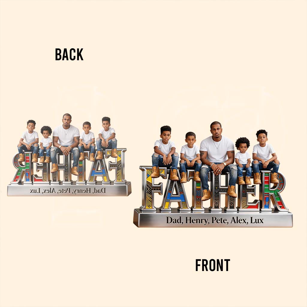 Black Father - Personalized Father Custom Shaped Acrylic Plaque