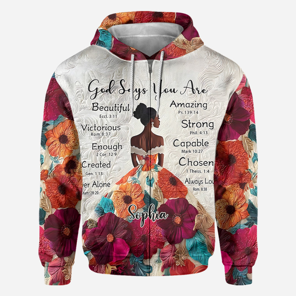 God Says You Are - Personalized African American All Over Shirt
