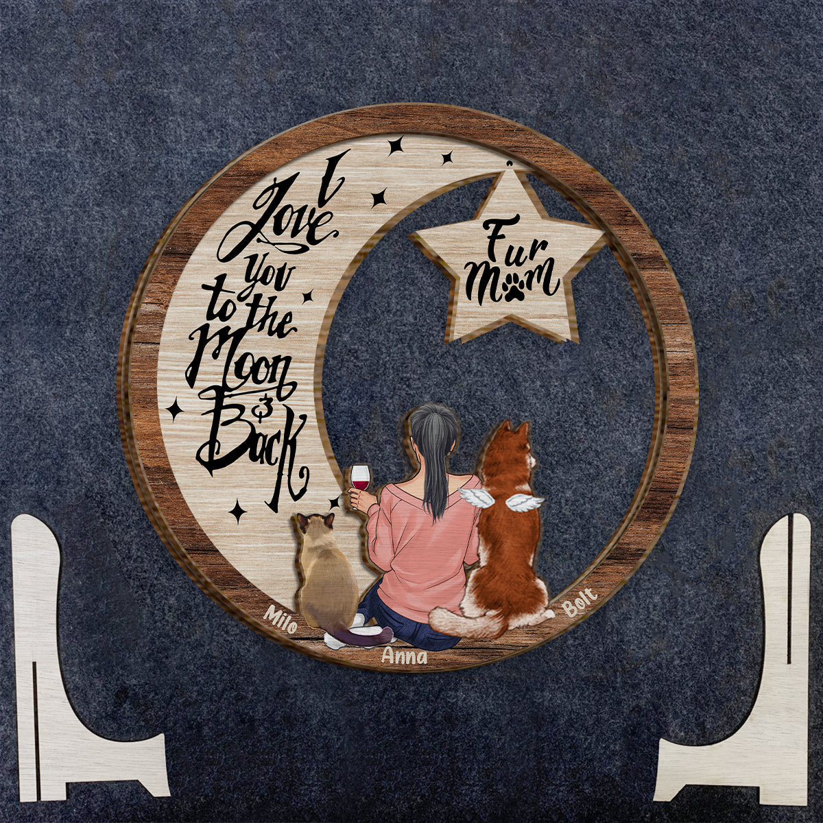 I Miss You I Know Love To The Moon And Back - Personalized Dog 2 Layered Wood Sign / Wood Plaque