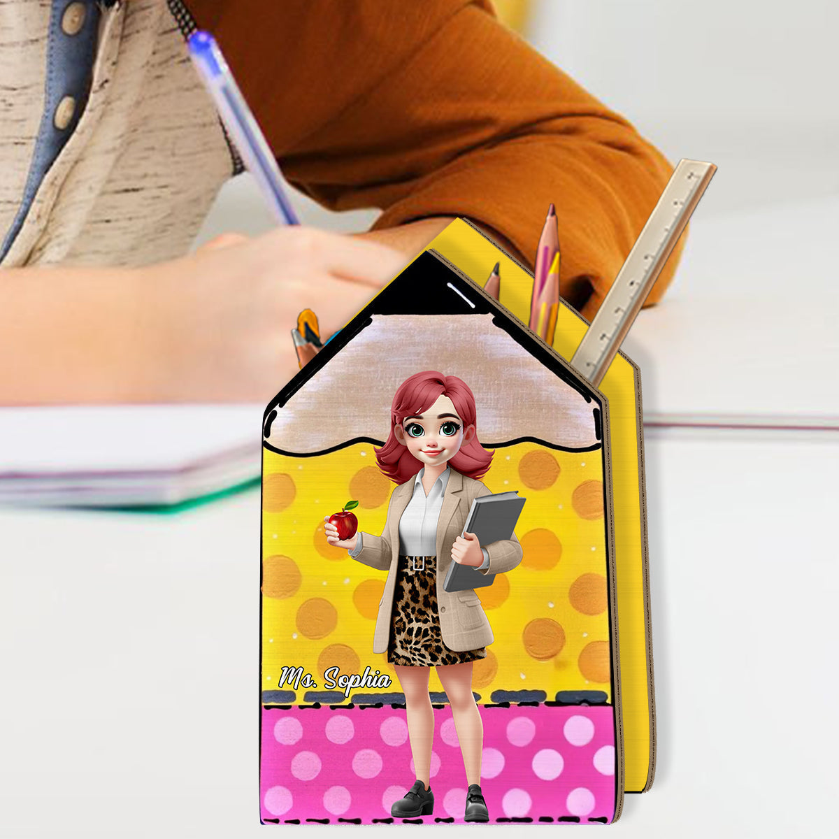 Best Teacher Ever - Personalized Teacher Wooden Pen Holder