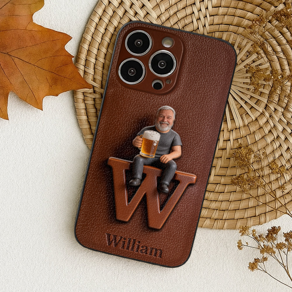 Custom Any Photo - Personalized Beer 3D Embossed Leather Phone Case