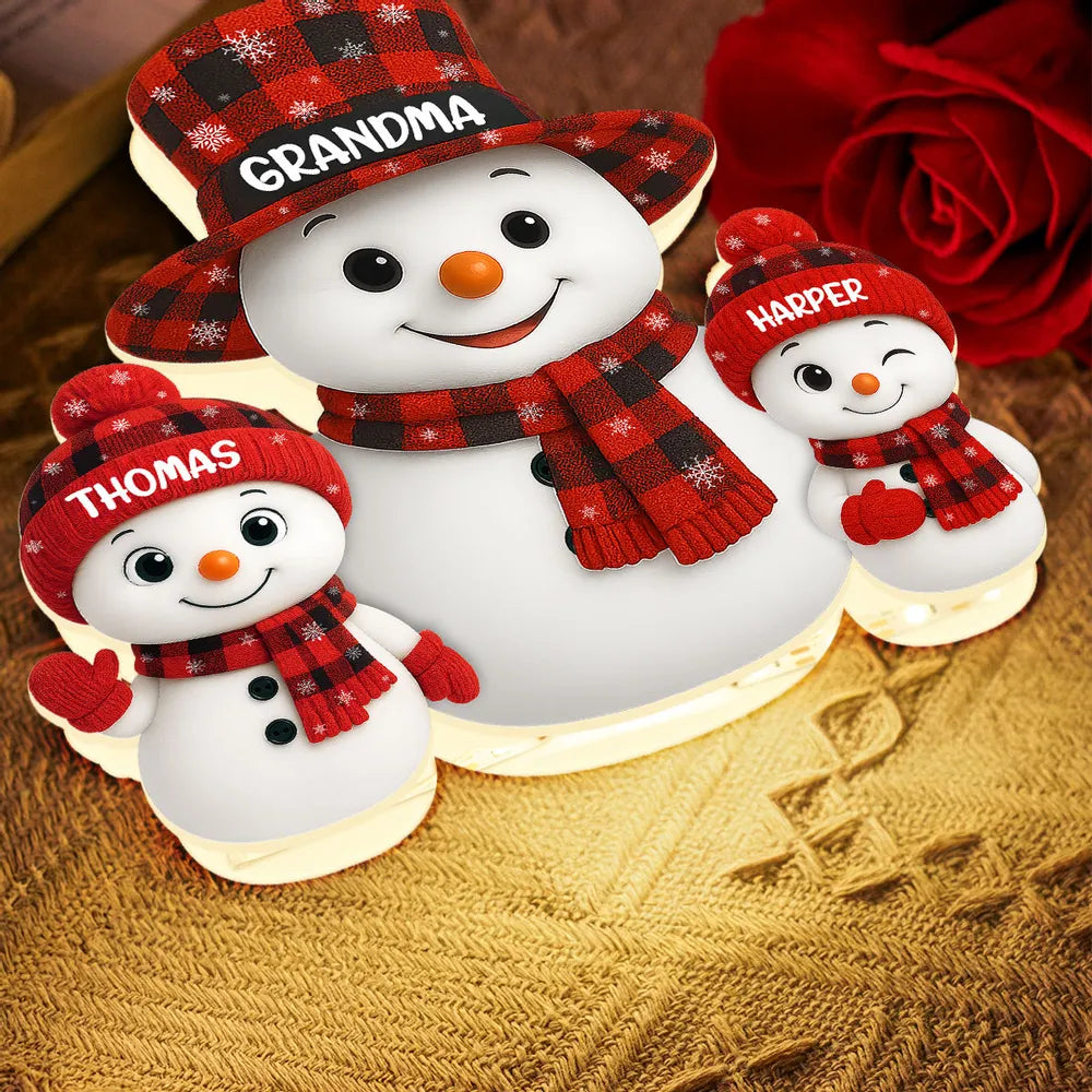 Acrylic Light Box Snowman Family, soft glowing festive décor for cozy nights, heartwarming display and thoughtful holiday gift