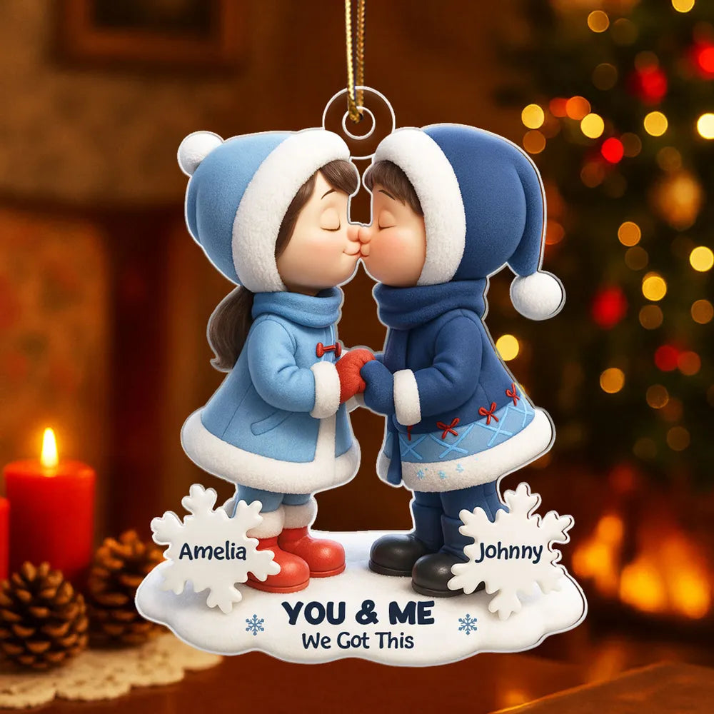 You & Me Acrylic Ornament – Cozy Christmas Tree Decor, Ideal Romantic Gift for Couples