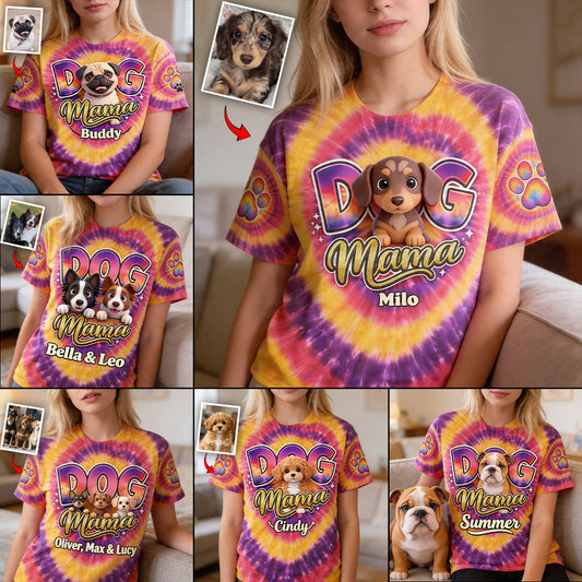 Custom Any Photo Dog Mama - Personalized Dog All Over Shirt