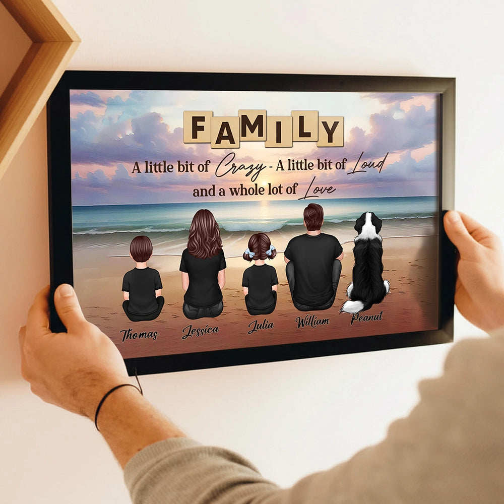 Family Backview Poster — Beach Sunset Design, a Heartfelt Wall Art That Celebrates Love and Togetherness