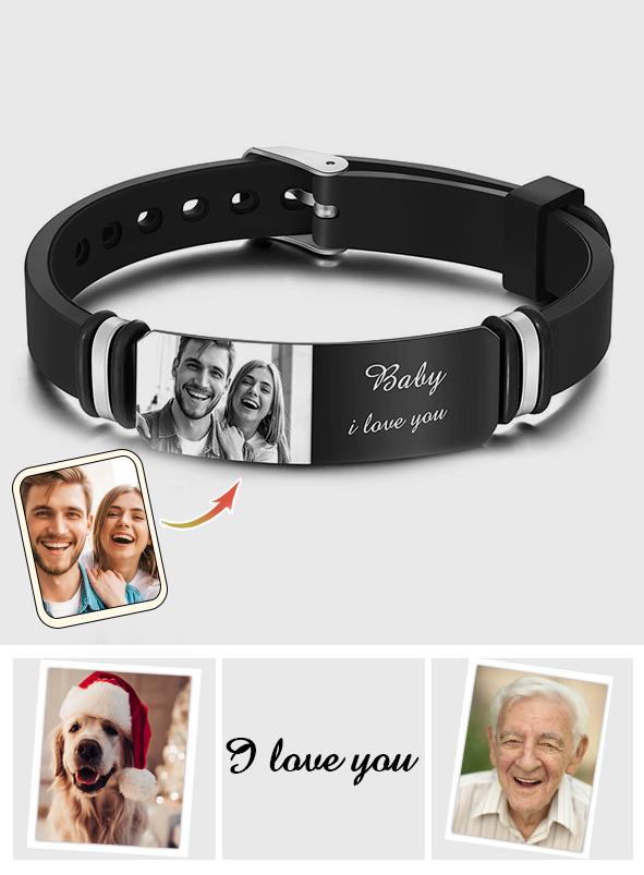 Any Photo And Message - Personalized Photo Engraved Bracelet