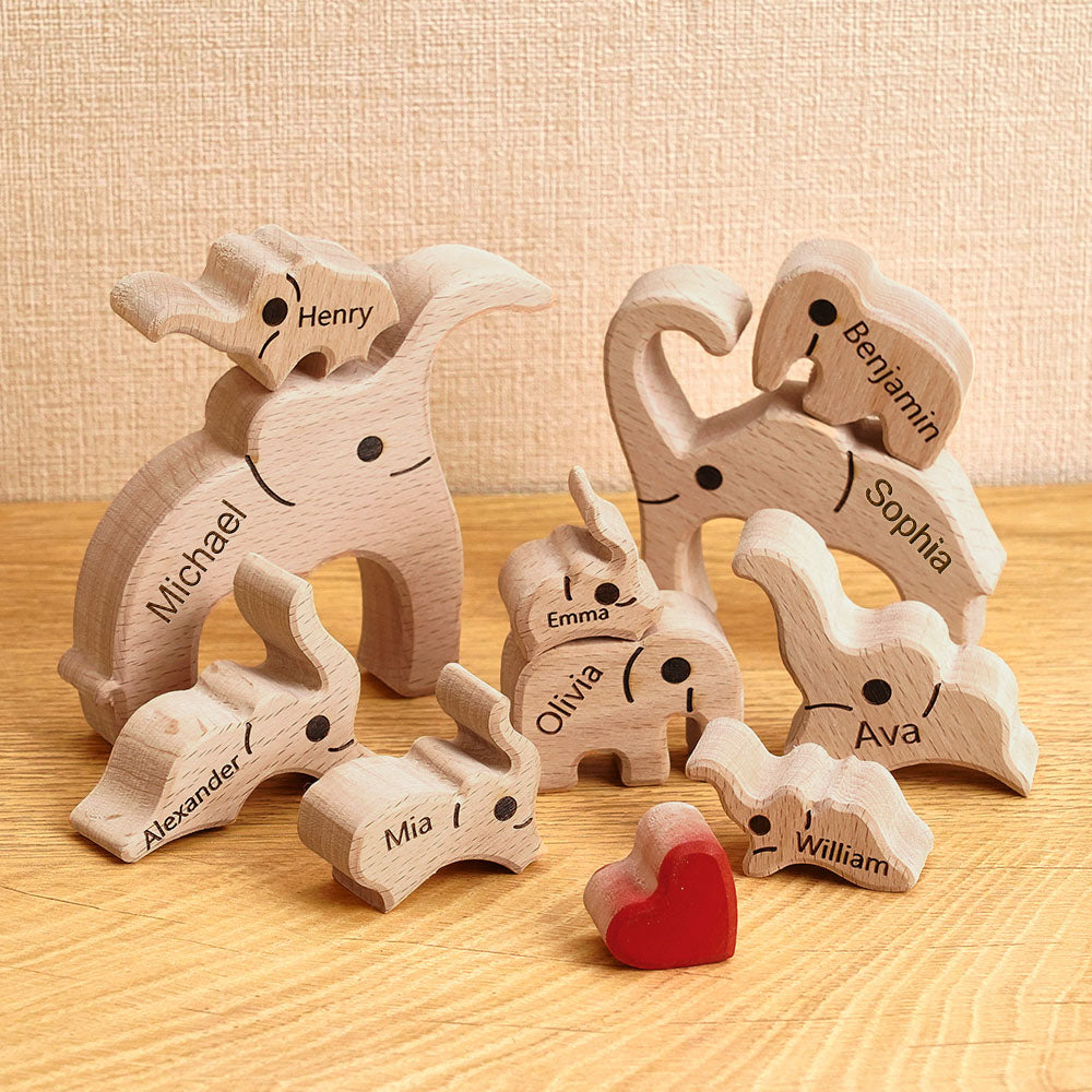 Elephant Family - Personalized Family Wooden Puzzle