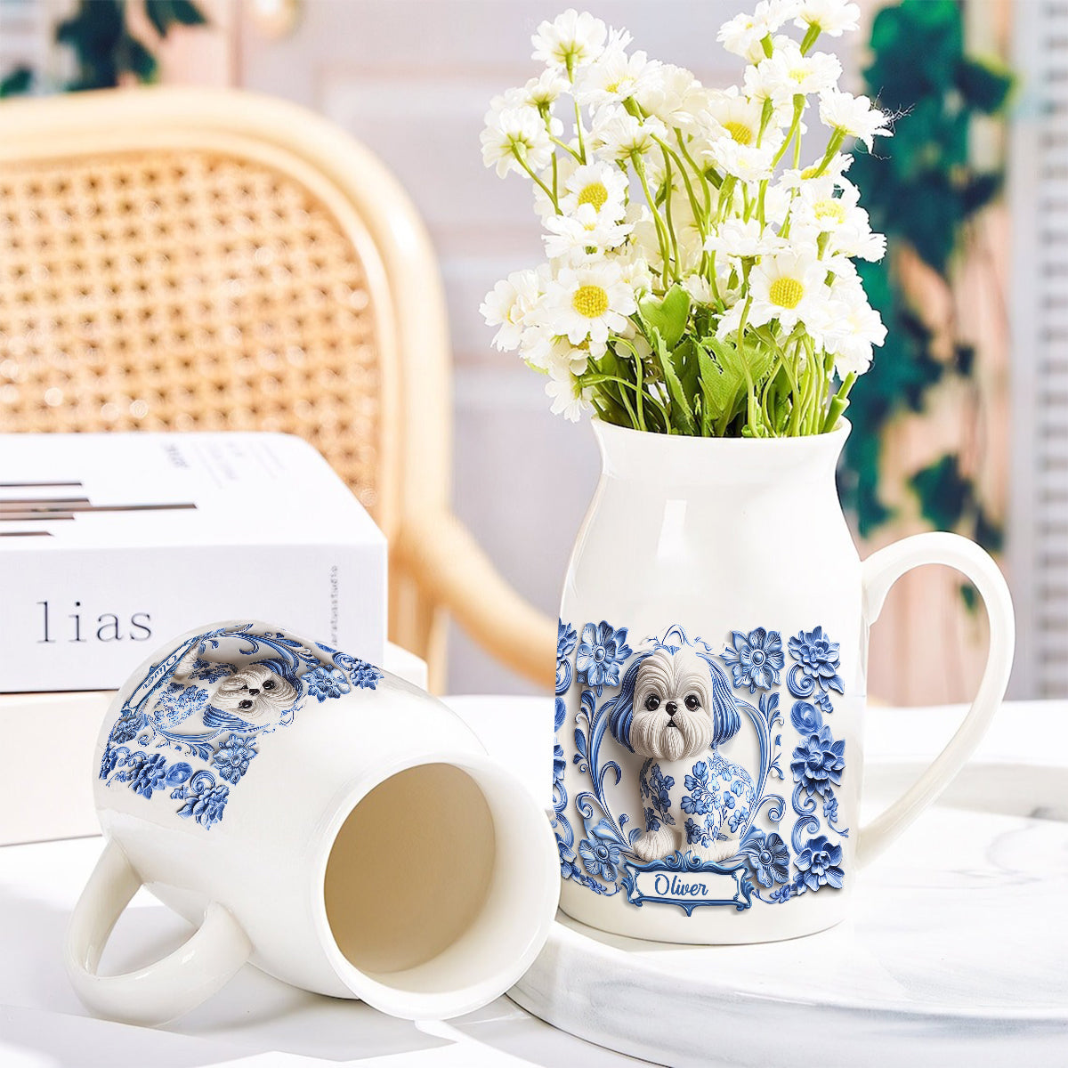 Cute Dog Shih Tzu - Personalized Dog Ceramic Flower Vase