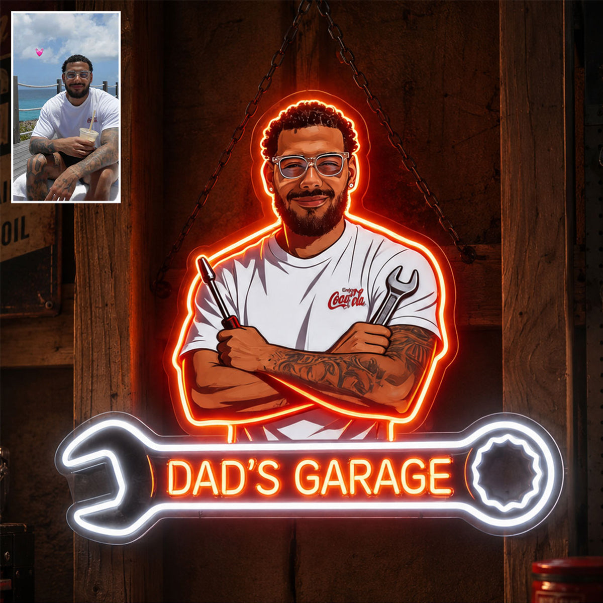 Gift For Him, Father's Day Gift - Personalized Garage LED Light Acrylic Sign