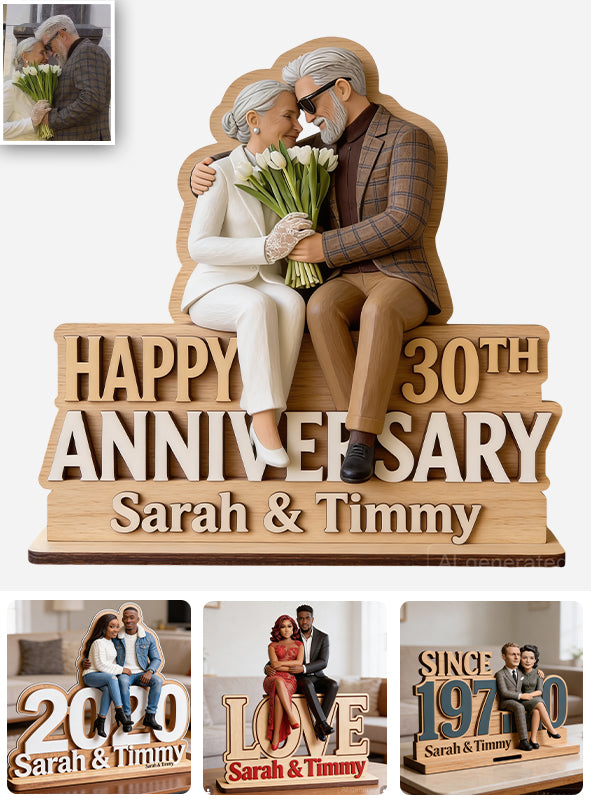 Anniversary Gift - Personalized Couple 2 Layered Big Freestanding