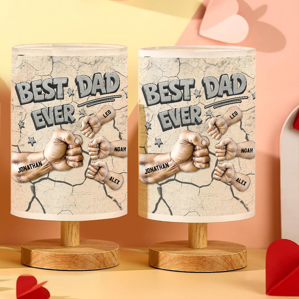 Best Dad Ever - Personalized Father Table Lamp with Wood Base