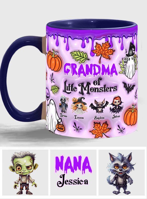 Grandma Of Little Monsters Any Title - Personalized Grandma Accent Mug