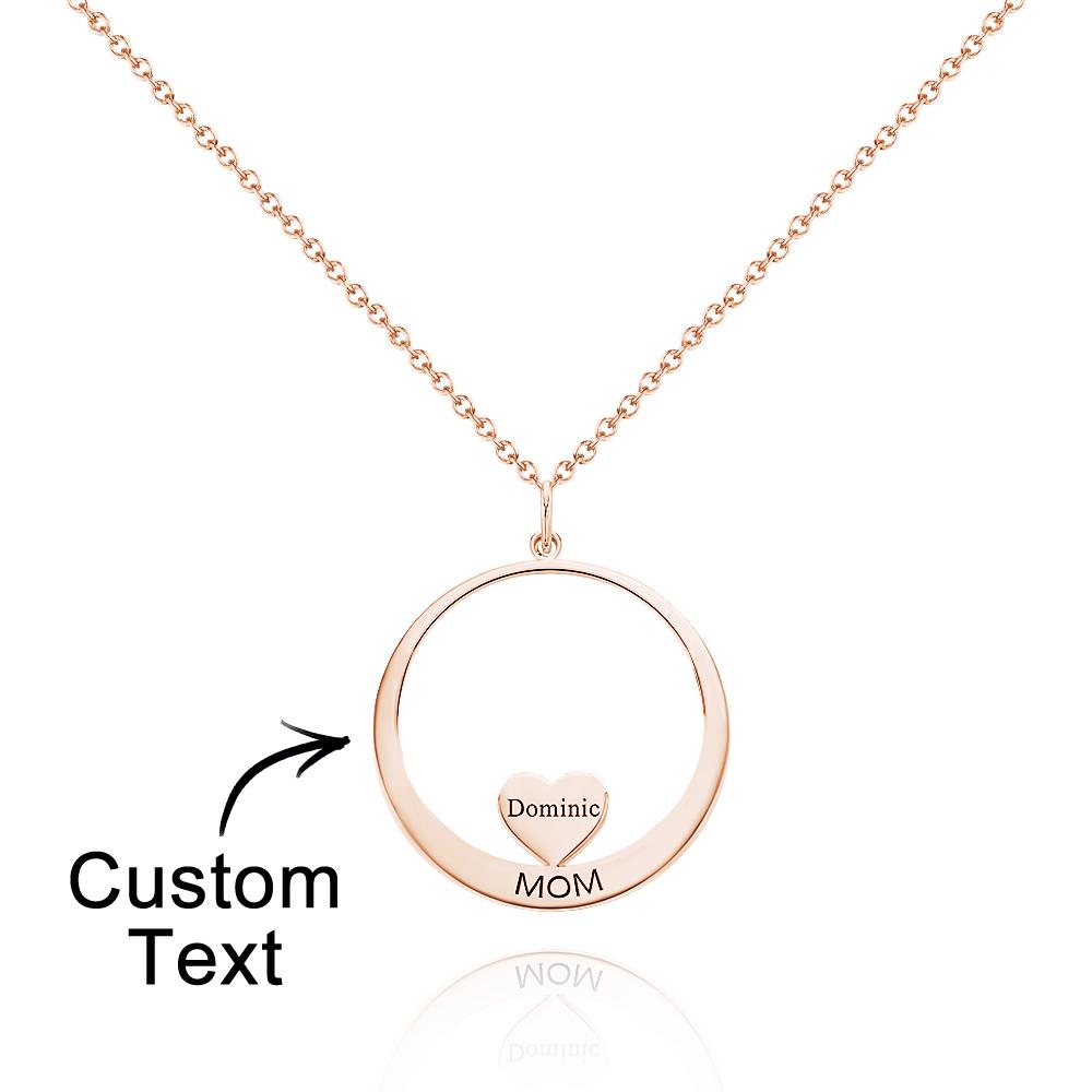 Custom Engraved Circle Hearts Necklace Charm - Personalized Necklace