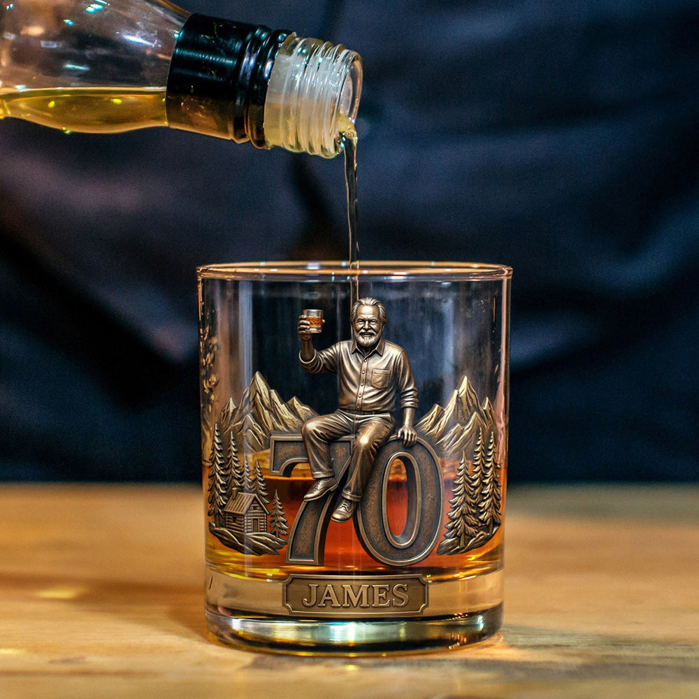 Custom Any Photo, Perfect Gift For Dad, Grandpa - Personalized Birthday Whiskey Glass