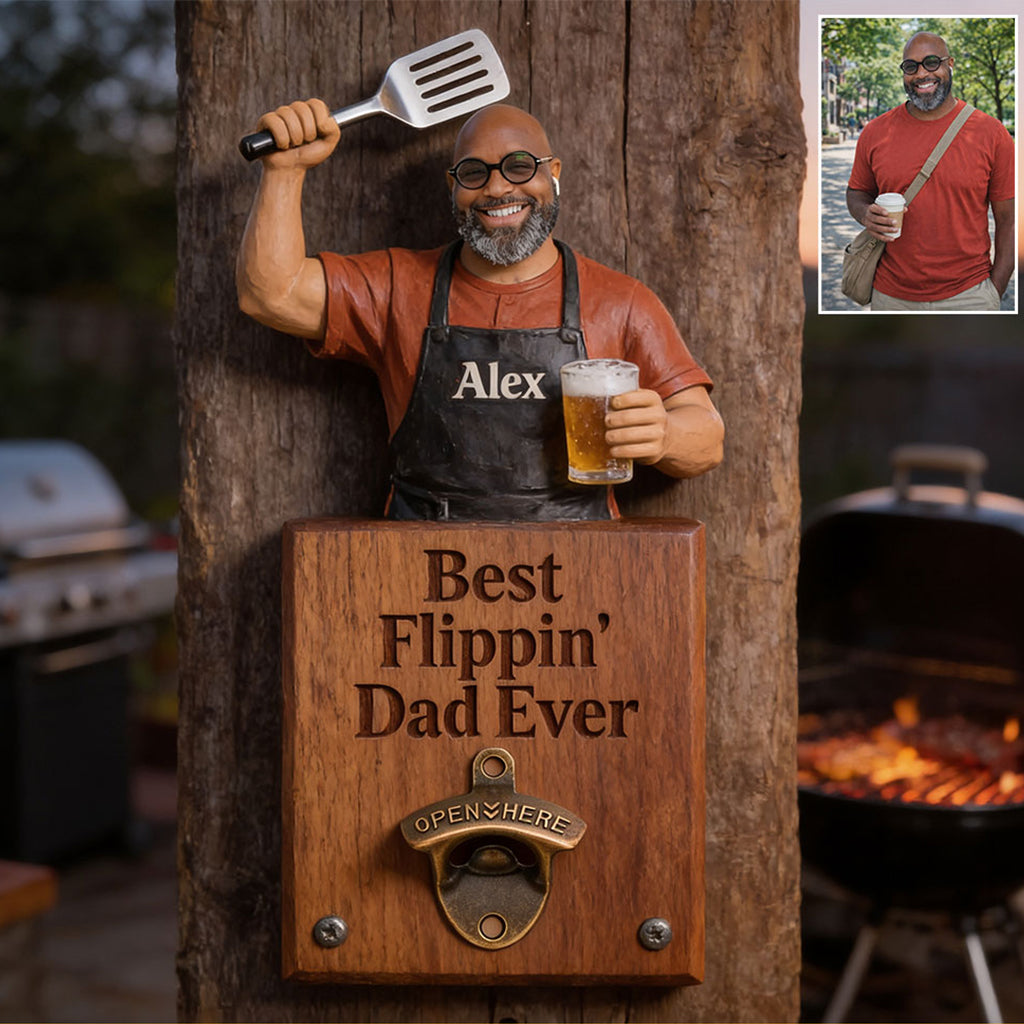 Grill & Brew - Personalized Father Wall Bottle Opener