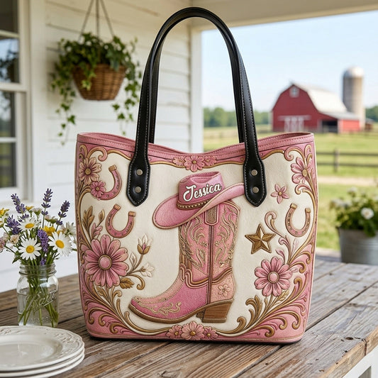 Boots & Hat - Personalized Cowgirl Tote Bag