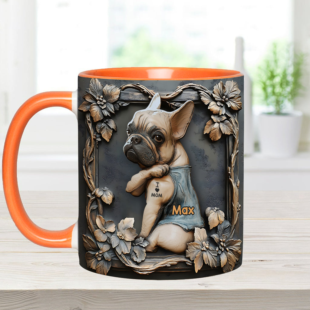 I love Mom - Personalized Dog Accent Mug