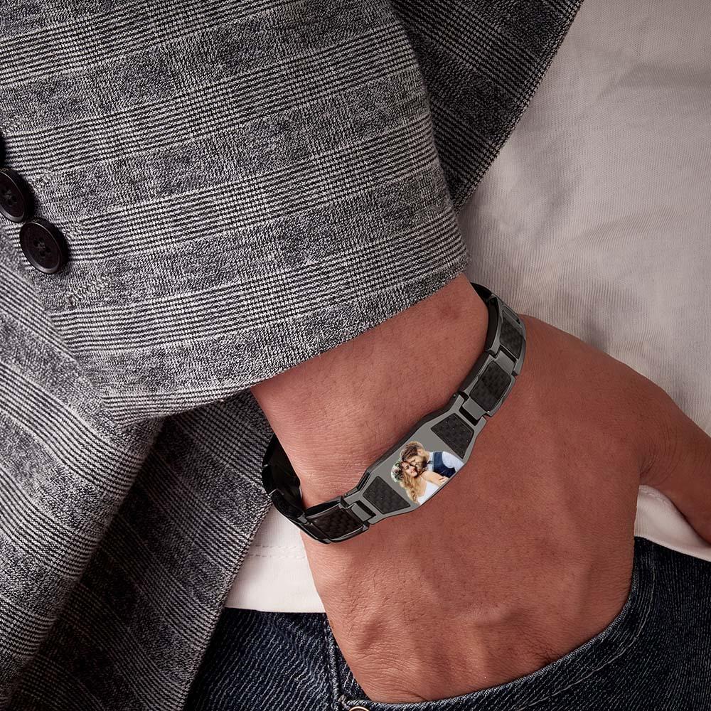 Any Photo - Personalized Photo ID Bar Men's Bracelet Bangle