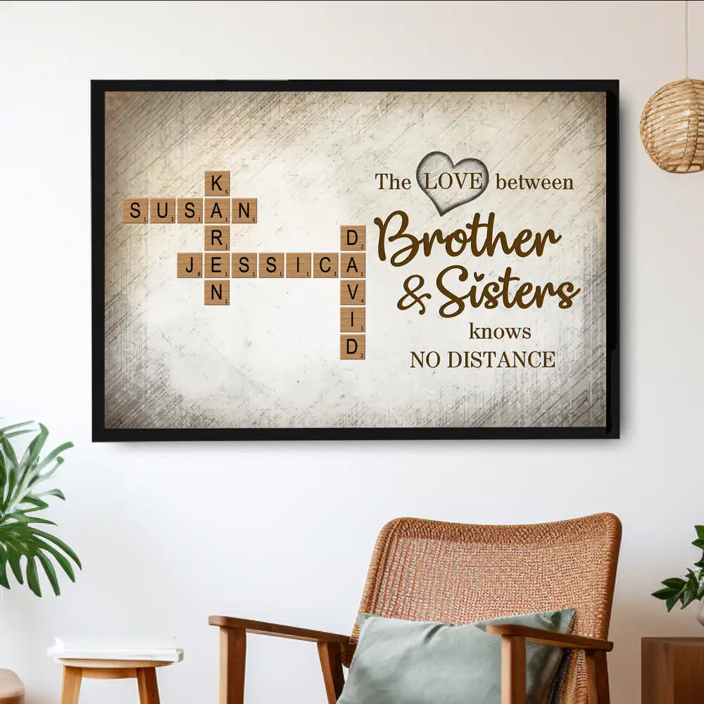 Personalized Brothers & Sisters Family Poster or Canvas – Scrabble Tile Design with Names, Perfect Gift for Siblings on Birthday or Family Reunion