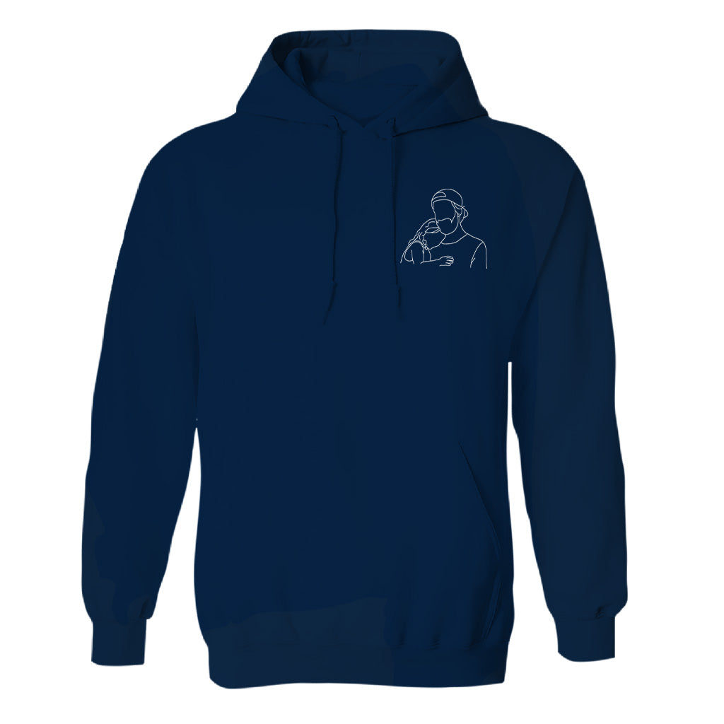 Custom Line Art - Personalized Step Dad Embroidered Hoodie
