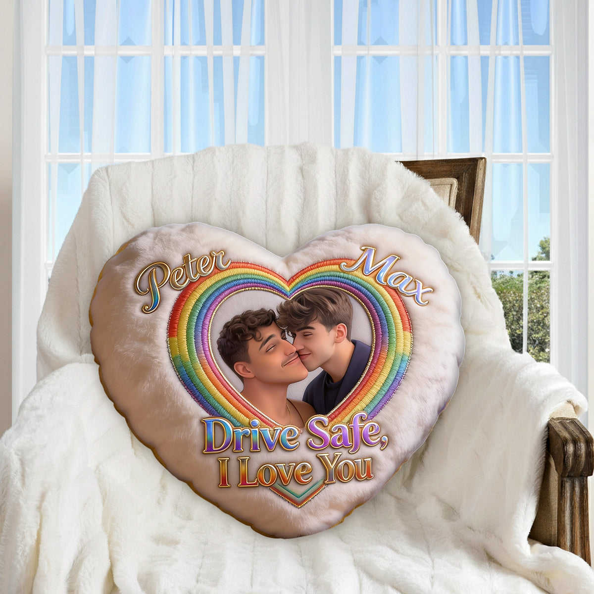 Drive Safe - Personalized LGBT Support Shaped Fur Pillow & Car Ornament