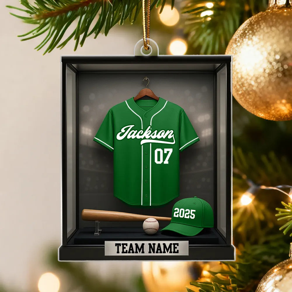Acrylic Ornament Baseball Jersey Shadow-Box Look for Christmas Tree, Stadium Lights Vibe, Unique Gift for Players, Sons, Daughters, Grandkids