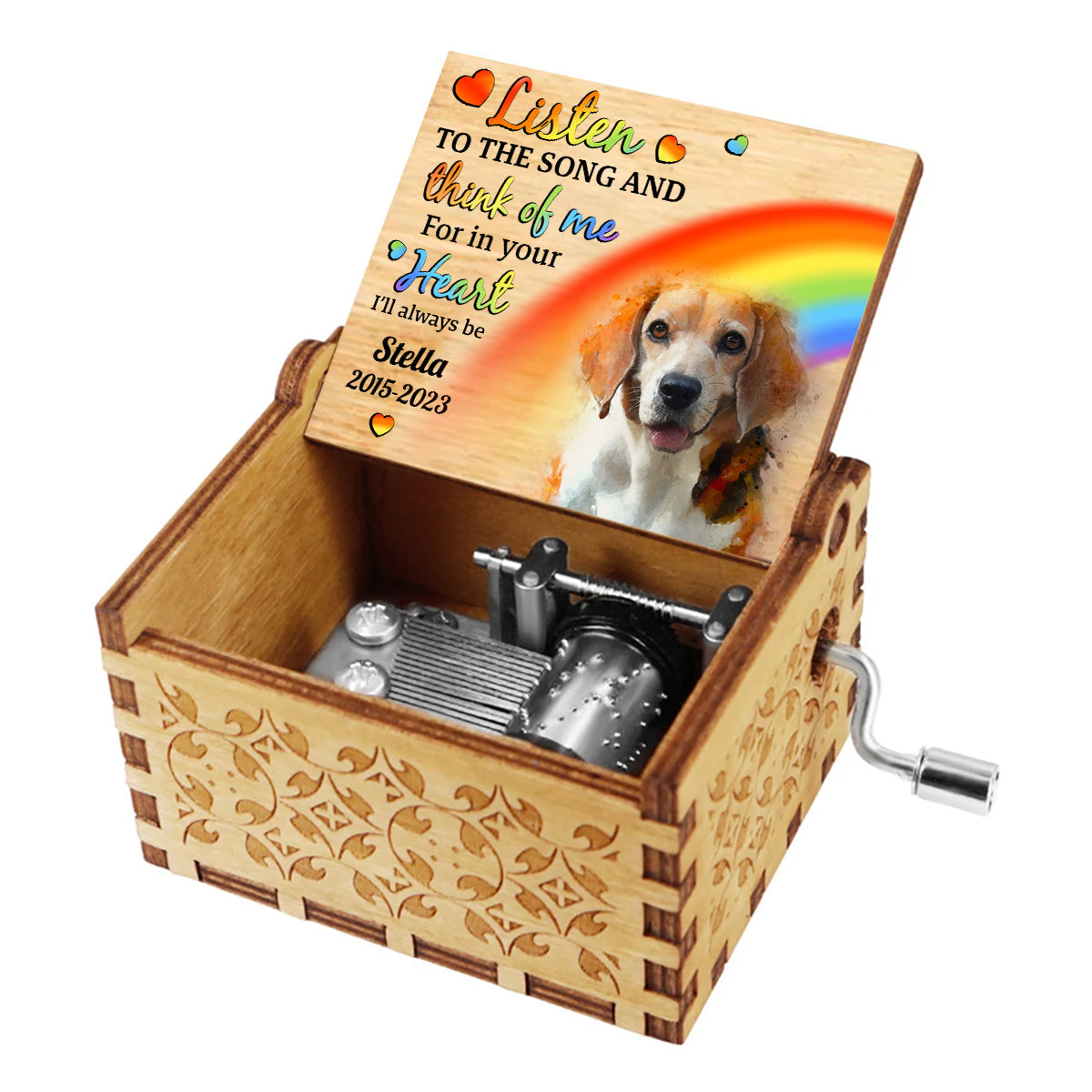 Listen To The Song - Personalized Dog Hand Crank Music Box