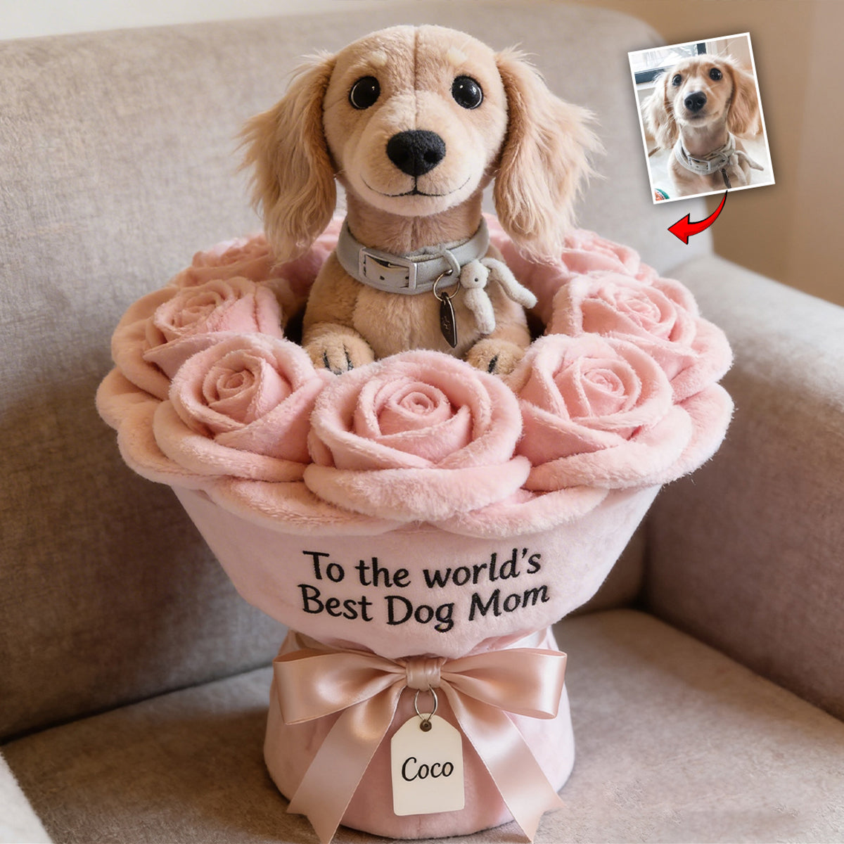 From Fur With Love - Perfect Mother's Day Gift - Personalized Dog Premium Faux Fur Pillow