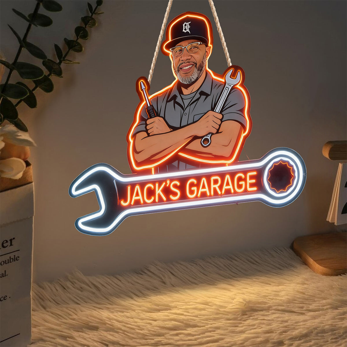 Gift For Him, Father's Day Gift - Personalized Garage LED Light Acrylic Sign