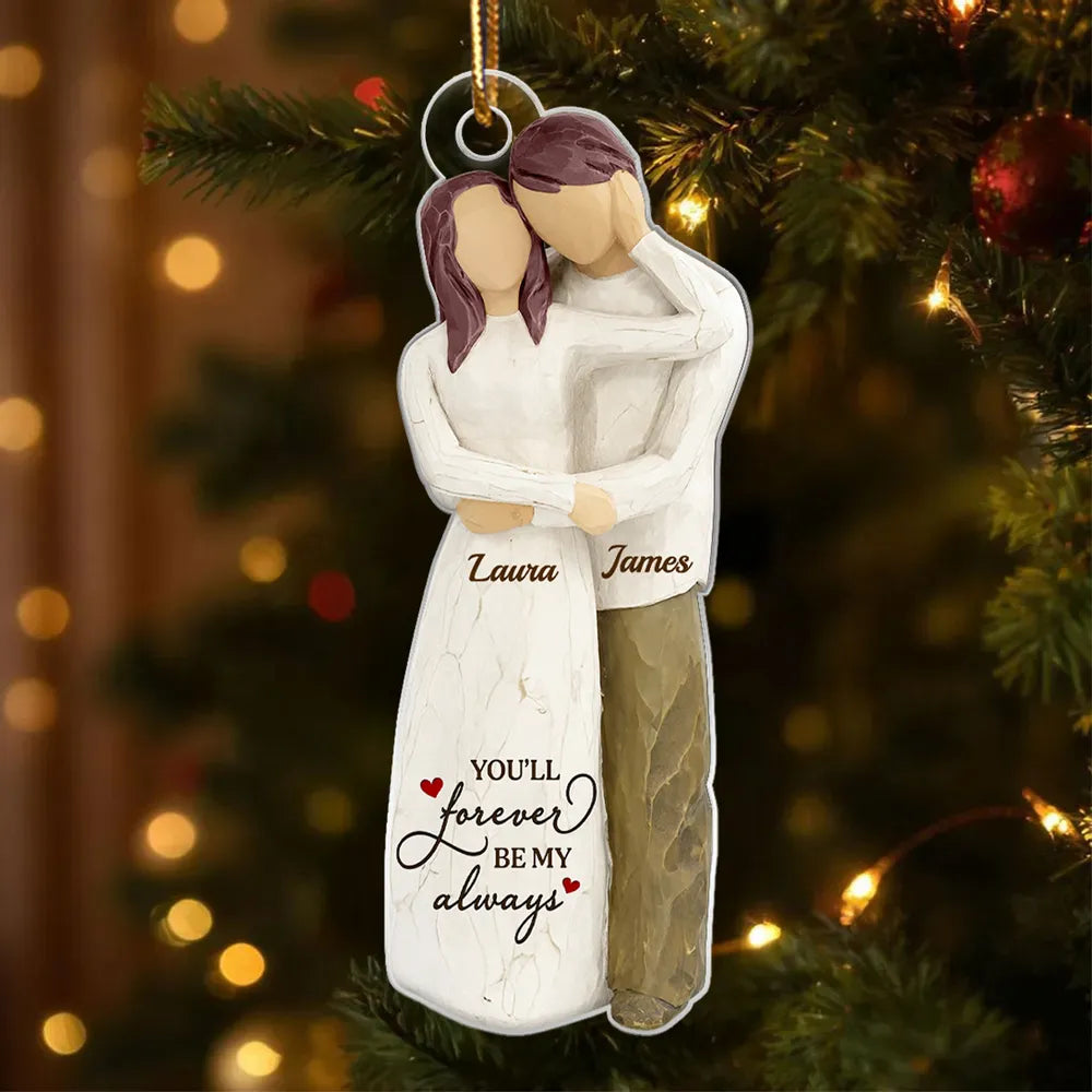 Personalized Couple Hugging Acrylic Ornament Romantic Christmas Tree Decor Unique Creative Gift For Husband Or Wife