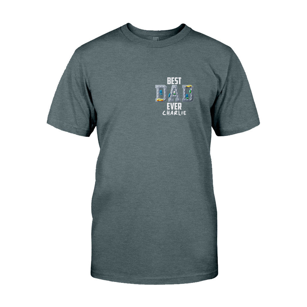 Car Road On Dad's Back - Personalized Father T-shirt And Hoodie
