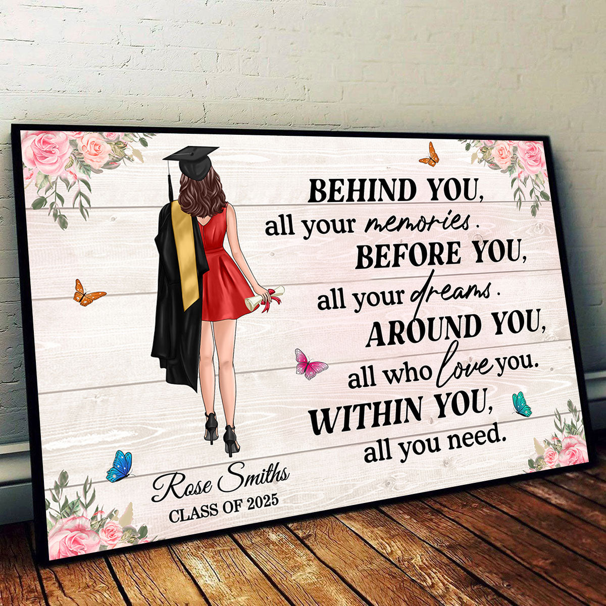 Personalized Graduation Keepsake – Motivational Wall Art for Students Moving Forward, Personalized with Name & Class Year