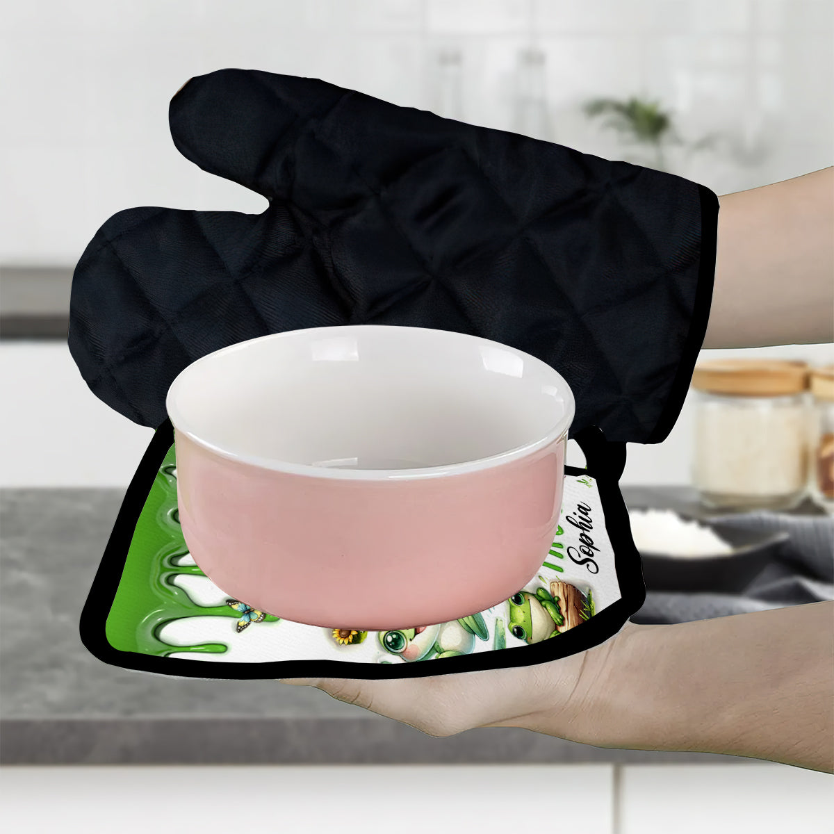Just A Girl Who Loves Frogs - Personalized Frog Oven Mitts & Pot Holder Set