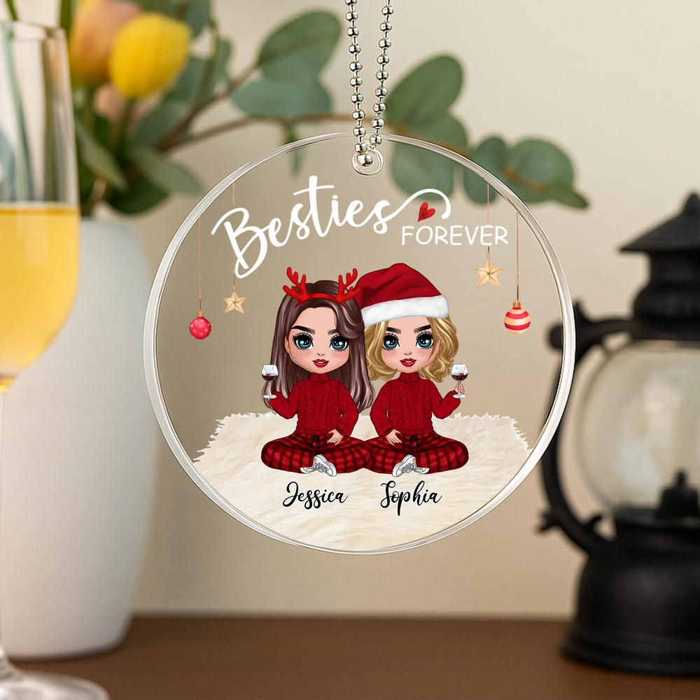 Best Friends Acrylic Ornament | Cozy Holiday Design, Perfect Gift for Friendship & Christmas