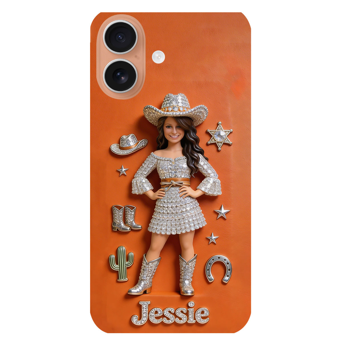 Cowgirl Spirit - Personalized Cowgirl 3D Embossed Leather Phone Case
