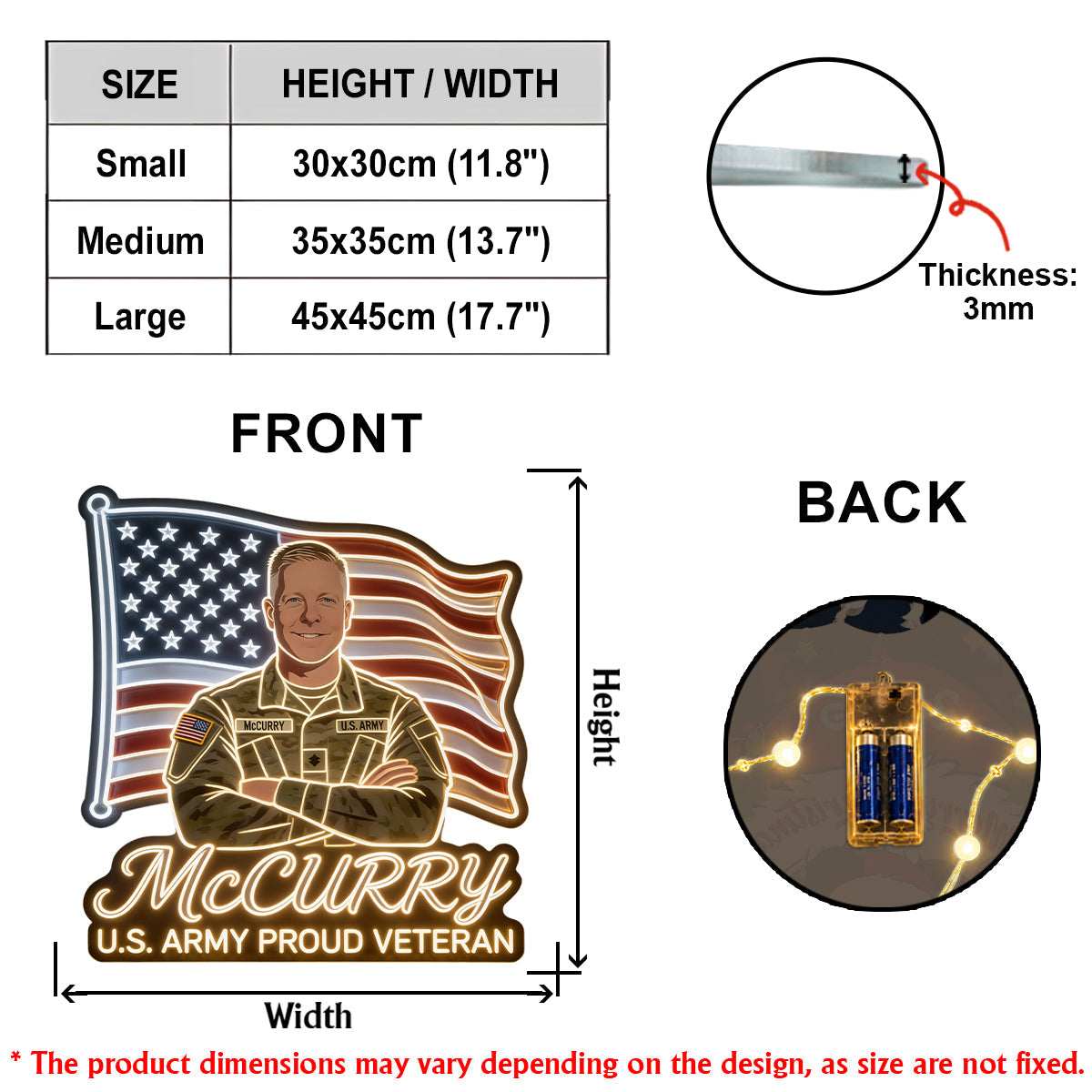 America Veteran - Personalized Veteran LED Light Acrylic Sign