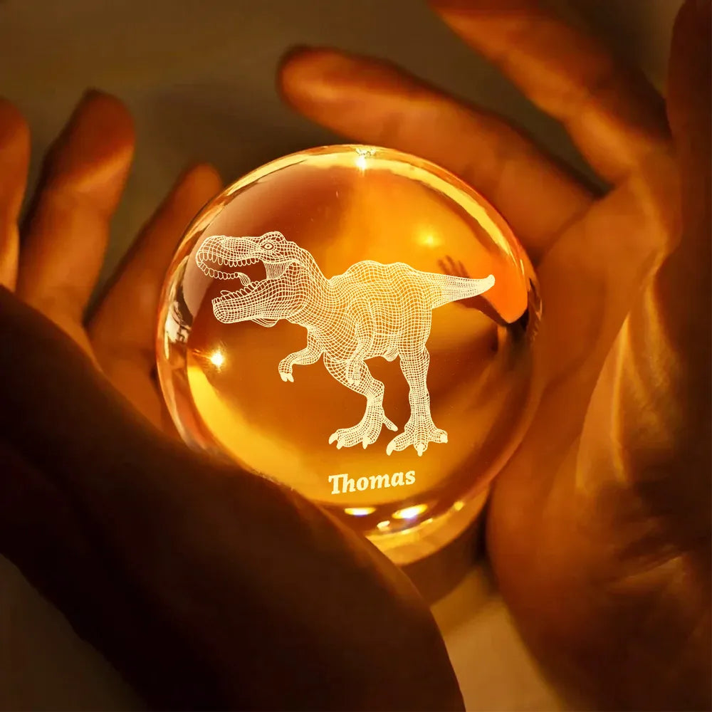 Personalized Crystal Ball LED Night Light – Boy Man Hobby Illusion Art Truck Night Light Desk Decor Unique Creative Gift