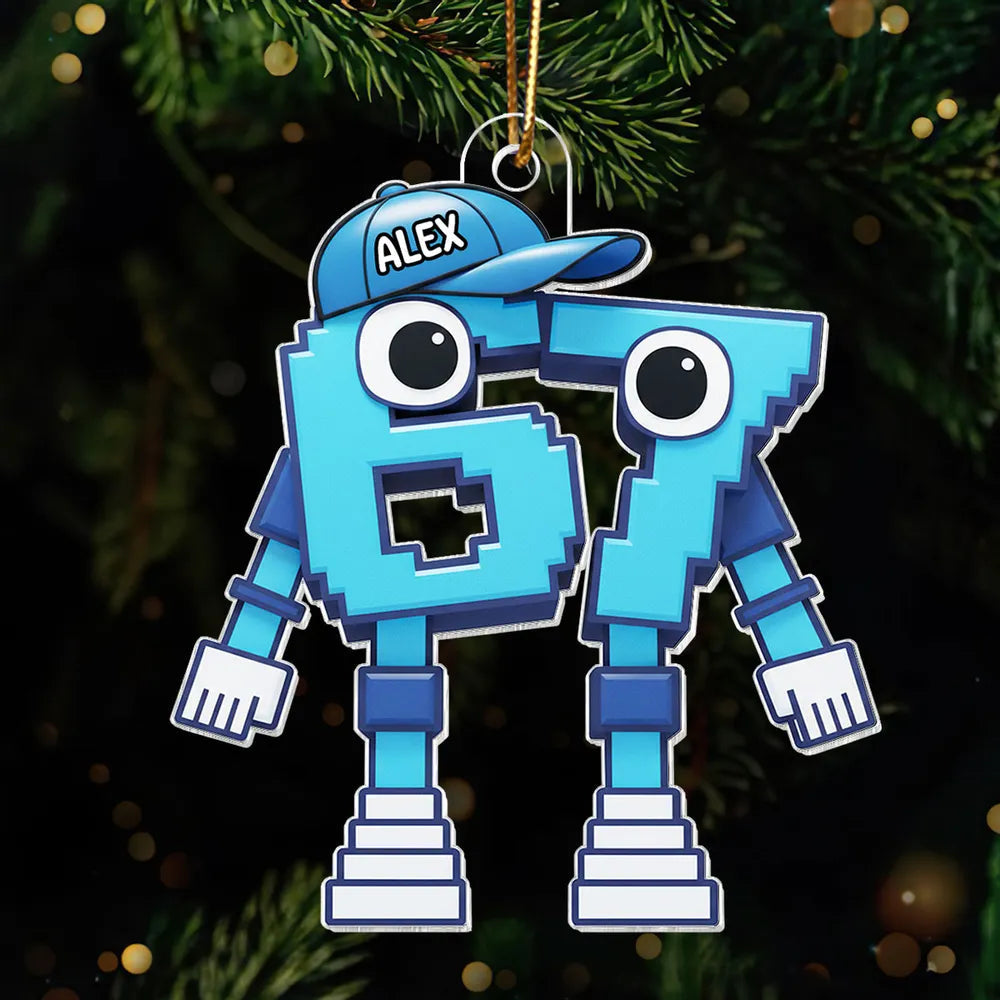 Pixel Number Acrylic Ornament For Kids Gaming Tree Decor Unique Gift For Young Gamers
