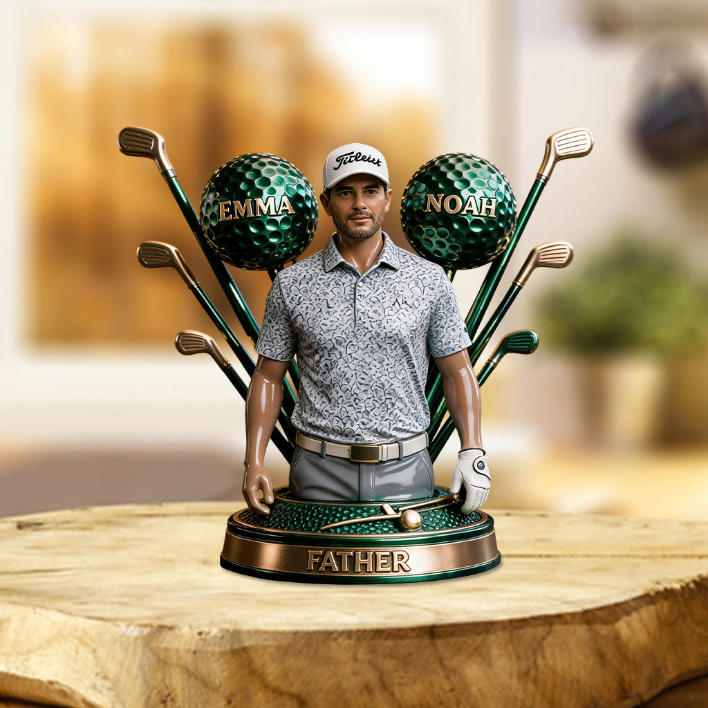 Custom Any Photo Best Dad/Grandpa By Par - Personalized Golf Custom Shaped Acrylic Plaque