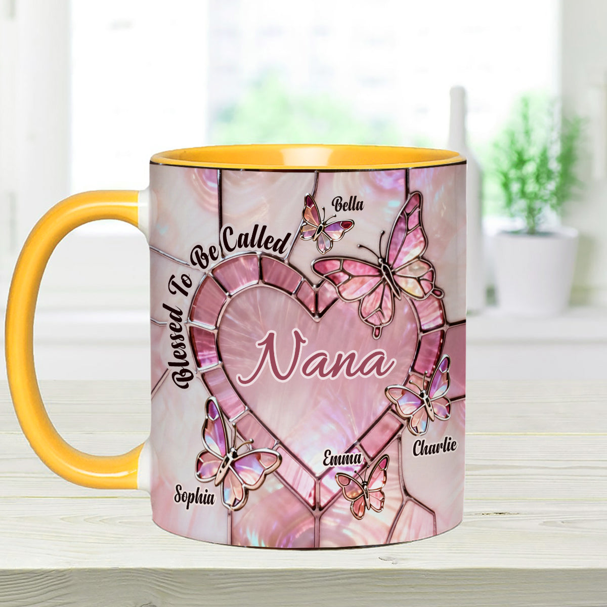 Blessed To Be Called Nana Mama Gigi Grandma - Personalized Grandma Set Accent Mug with Acrylic Stirrers