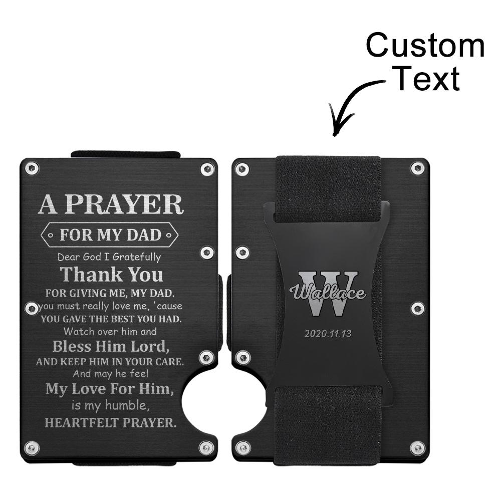A Prayer For My Dad - Personalized Memorial Engraved Metal RFID Blocking Card Holder