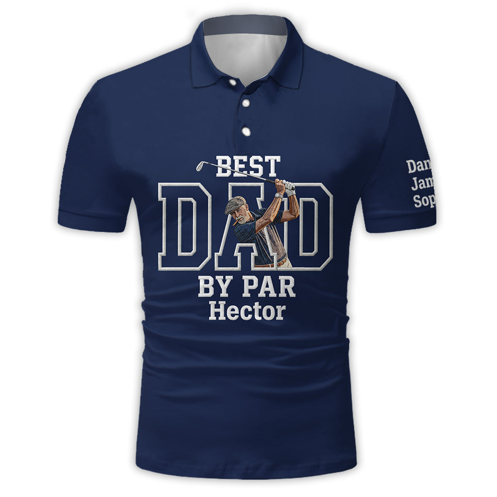 Best Dad By Par - Personalized Father Polo Shirt