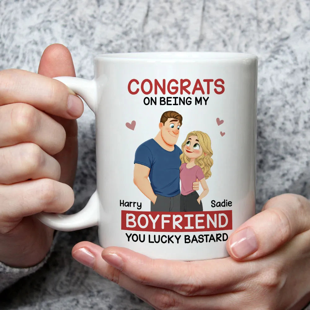 Funny Romantic Personalized Ceramic Mug Congrats On Being My Husband Cute Couple Coffee Gift for Him