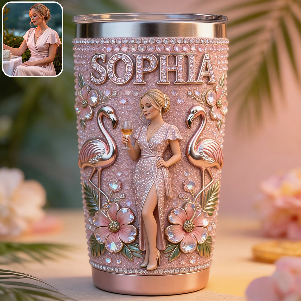 Custom Any Photo - Personalized Flamingo Tumbler