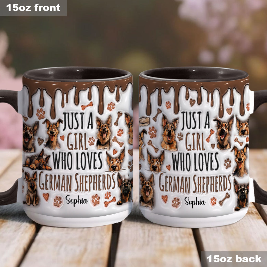 Just A Girl Who Loves German Shepherds - Personalized German Shepherd Dog Accent Mug
