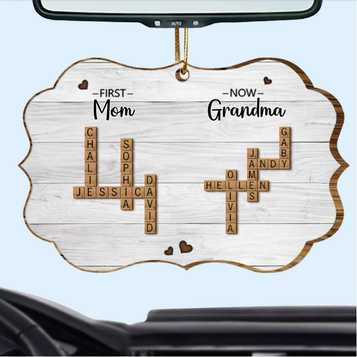 First Mom Now Grandma Crossword Puzzle Art Personalized Poster or Keychain or Ornament, Christmas Gift For Grandma, Gift For Mom